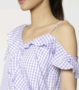 Lavender Gingham Wrap Top- ONLY