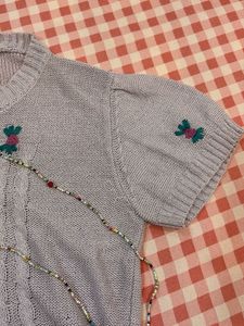 Lavender Top With Floral Embroidery 🌷