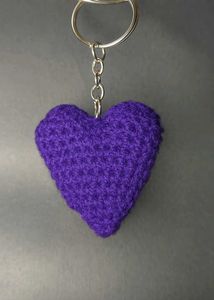 Yellow Crochet Heart Keychain