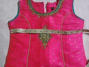 Pink Silk Kurta With Border Work For Girls
