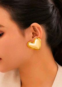 Gold Heart Stud Earrings