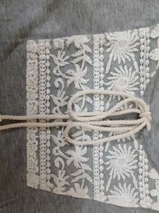 Gray Tunic Top with Lace Detail