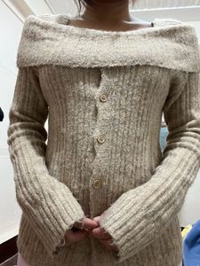 Beige Off The Shoulder Sweater