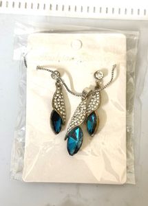 Blue Jewel Necklace &amp; Earring Set