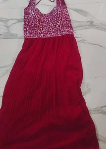 Hot Pink Embellished Party Dress