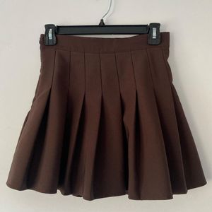 Brown Pleated Skirt