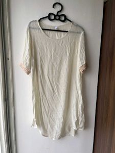 Beige Dress with Crochet Top