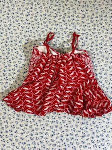 Red Chikankari Top