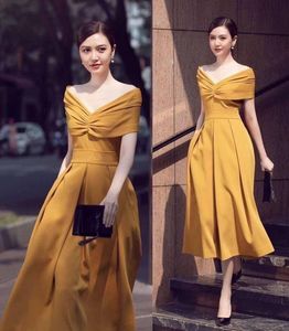 Padded Vintage Mustard Dress