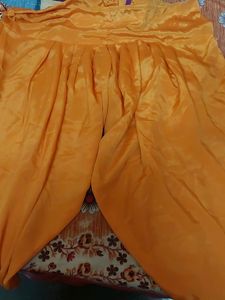 Orange Colour Slawar Suit Set With Dupatta In Good