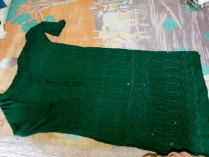 Chickenkari kurti in green colour