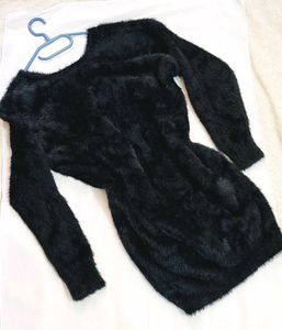 🎁 Buy1 Get1 Free Black Fuzzy V-Neck Sweater F