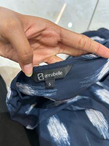 Aptitude Navy Print Wrap Blouse Top