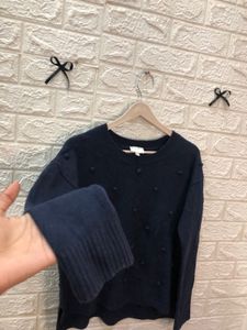 Navy Pom-Pom Detail Sweater🌷