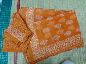 Orange Printed Saree