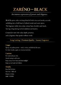 ZARENO ( BLACK )  Eau De Parfum 50ml