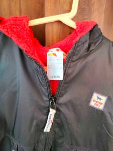 Stylish long Kids Black Hooded Jacket