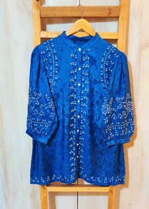 Blue Embroidery Work Top Bust Size-40