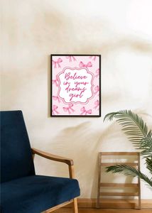 Believe in Your Dreams Girl Wall Art / pink bow