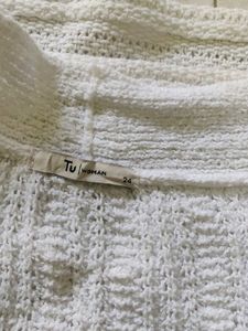 White Knit Open-Front Cardigan