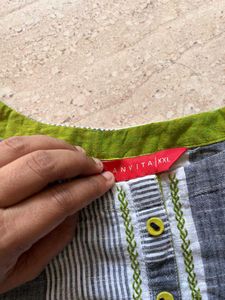 Striped Grey &amp; White Kurta