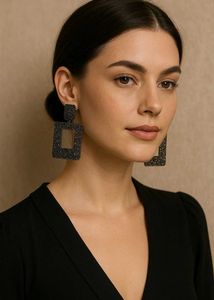 Square Rhinestone Drop Earrings