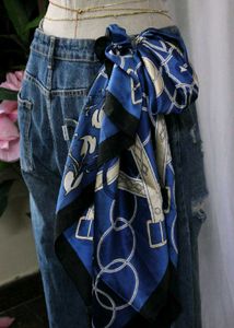 Silk Scarf Top - Elegant Blue Pattern