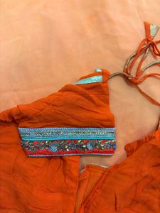 Orange Embellished Indian Outfit
