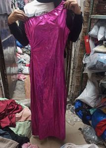 matellic Shiny Pink One-Shoulder Dress