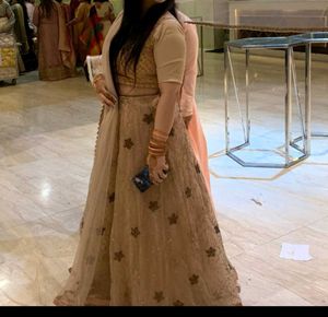Beautiful Peach Glitter Embroided 3 Peice Lehenga