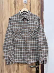 Classic Brown Checkered Flannel Shirt