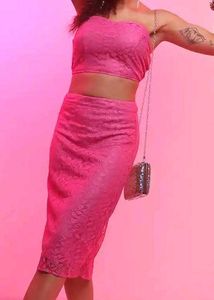 Tokyo Talkies Pink Strapless Co-Ords