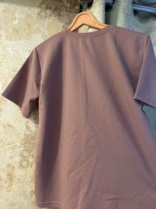 Brand New Mauve Textured Tee, Bust- 34/32