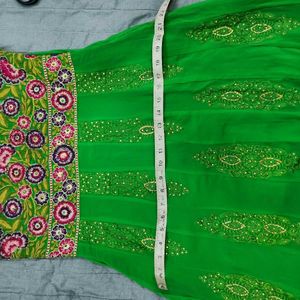 Festive Peacock Green Anarkali Dress ❤️