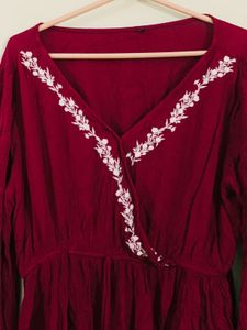 Maroon Embroidered Top