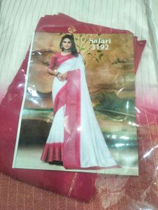 Safari pink Silk saree with blouse Piece