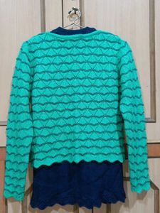 Green Knitted Two Piece Sweater/ Top