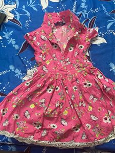 Pink Butterfly Print Dress