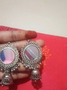 Mirror Jhumka Earrings