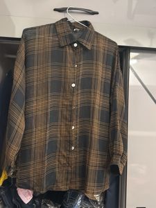 Brown Plaid Button-Down Shirt