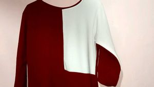 Maroon and White Long Sleeve Dress(xxl)
