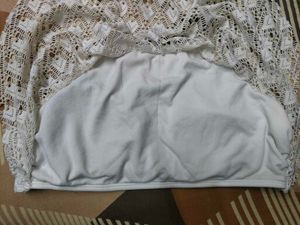 🤍NoBoundaries White Lace Halter Crop Top🏖️