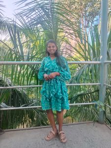 Chic Green Printed Dress