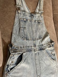 Ripped Denim Overalls