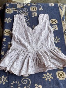 Eyelet Peplum Tank Top