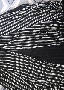Max Black And White Stripe Long  Split Dress