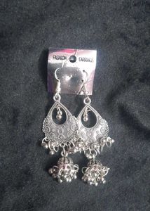 Boho Silver Jhumka Earrings,used