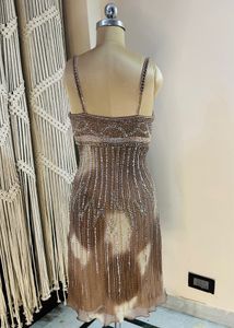 Brown Heavy Embellished Midi Length Dress