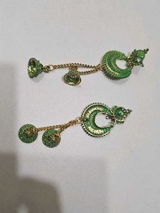 Green Jhumka Earrings
