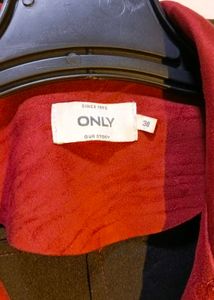 ONLY Red Suede Leather Jacket